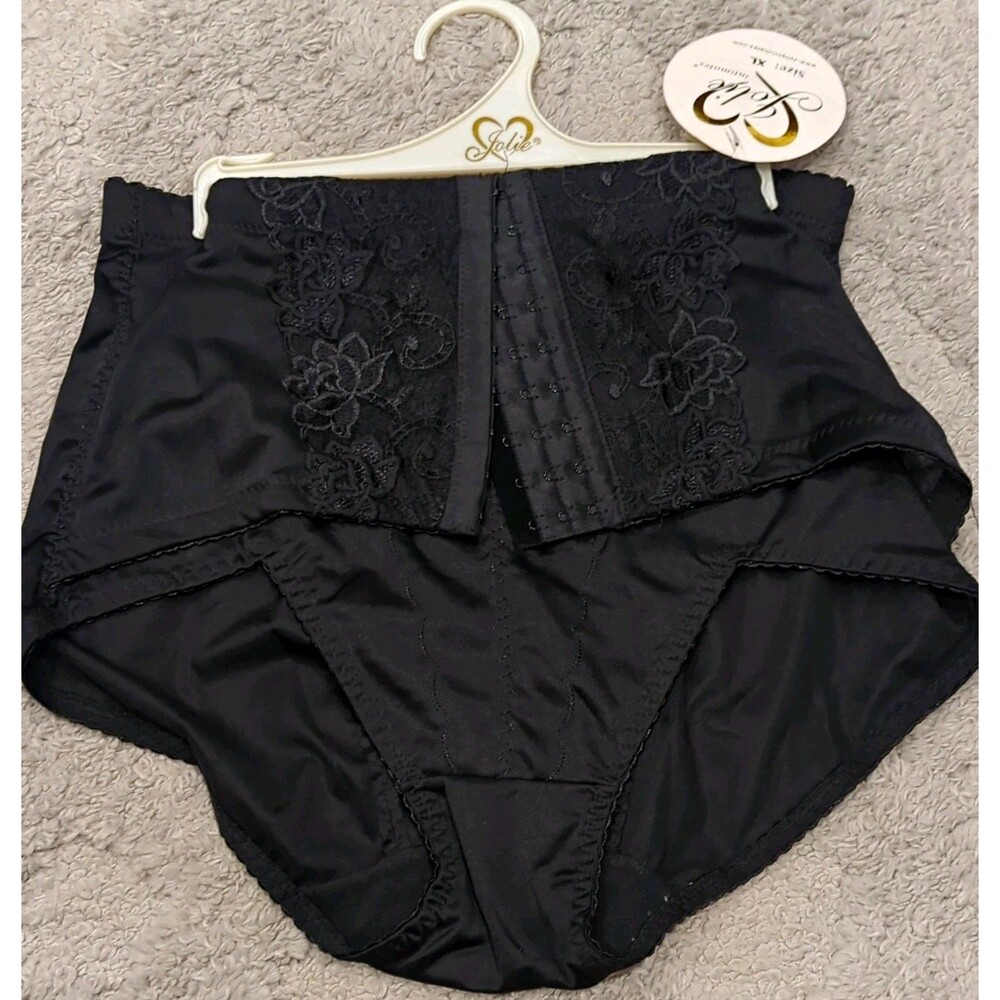 NWT Jolie Women's High-Waisted High Rise Black Floral Lace Panties Size XL